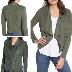 BLANKNYC NWOT Seafoam Green Faux-Suede Drape Waterfall Front Zipper Jacket XS